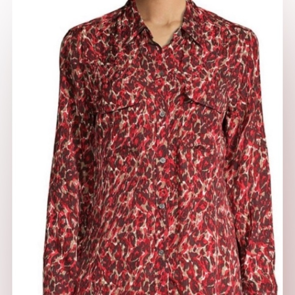 340. Equipment| Blouse in Red print. Small